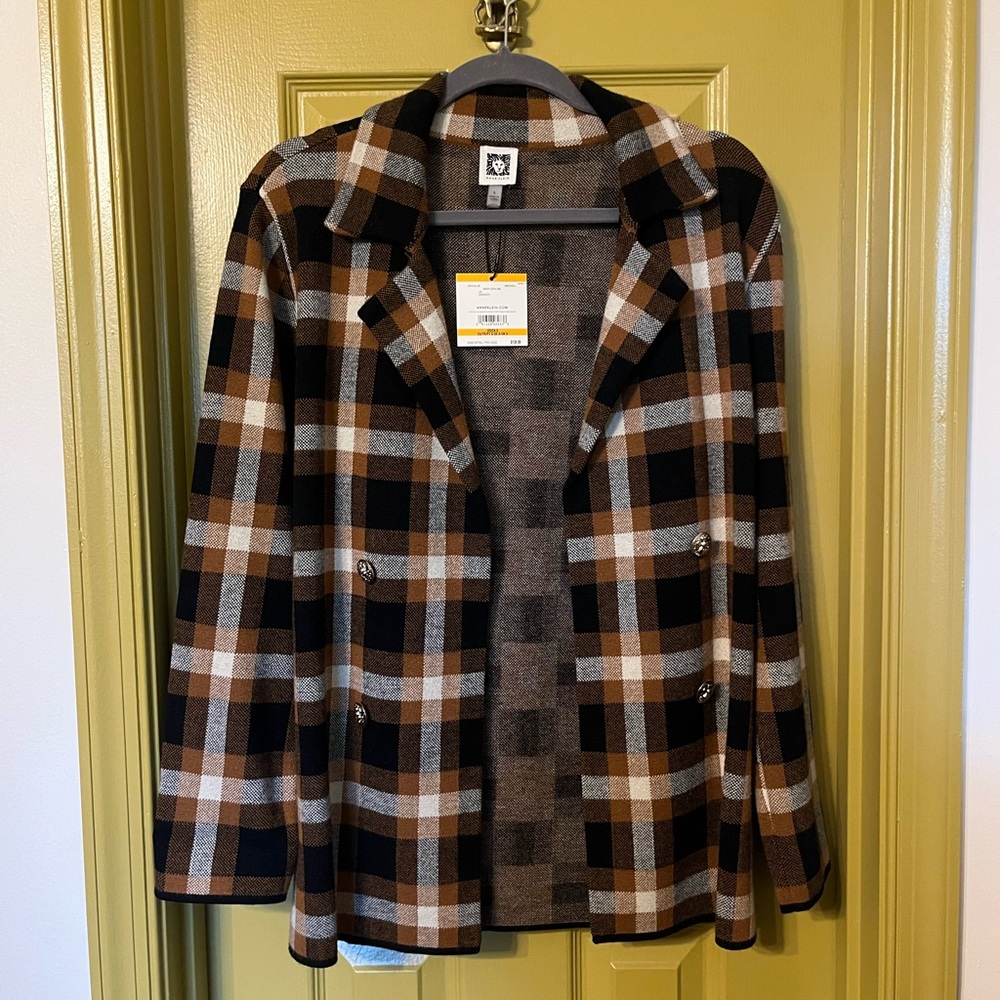 Orange Plaid Anne Klein Double-Breasted Jacket